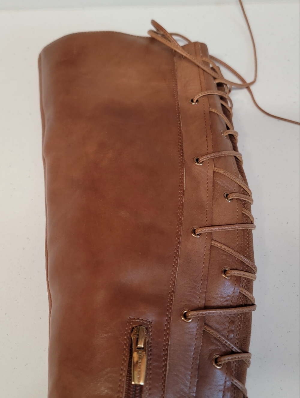 Vince Camuto Tall Leather Riding Boots - Cognac Brown - Picture 12 of 16